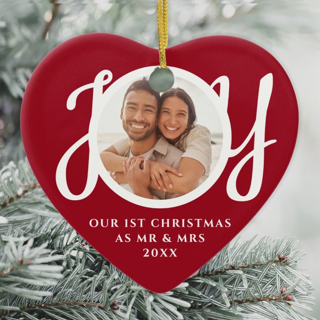 Our First Christmas As Mr & Mrs Photo Red Ceramic Ornament (Creator Uploaded)