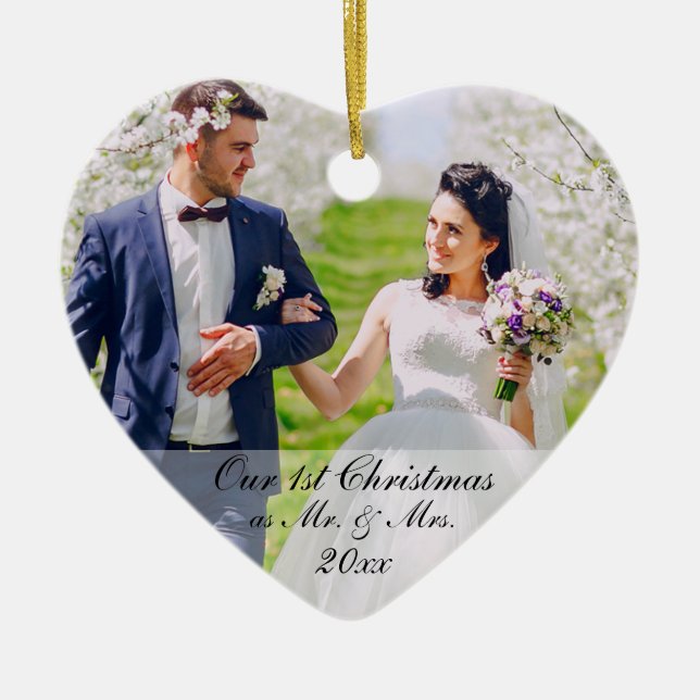 Our First Christmas as Mr. & Mrs. Photo RS Ceramic Tree Decoration (Front)