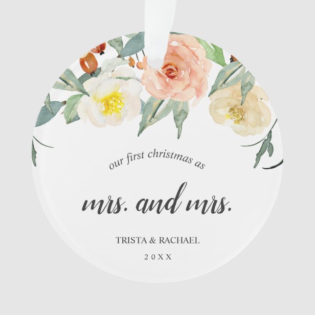 Our First Christmas as Mrs and Mrs Photo Lesbian Ornament (Front)