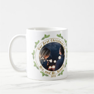 Our First Christmas as Mrs. & Mr. Script Photo Coffee Mug