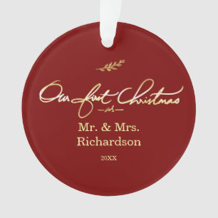 Our First Christmas as Mrs & Mrs Newlywed Photo Ornament