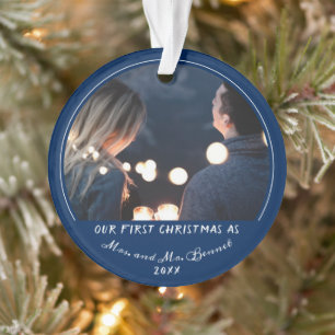 Our First Christmas as Mrs. & Mrs. Wedding Photo Ornament