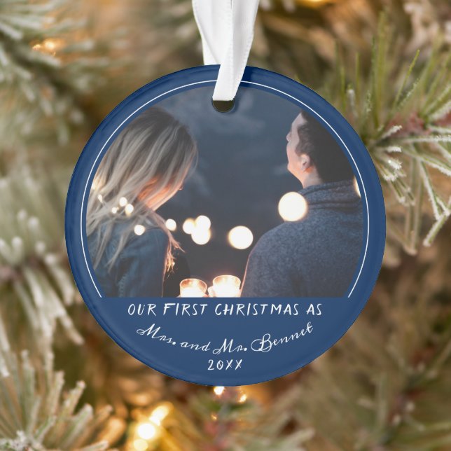 Our First Christmas as Mrs. & Mrs. Wedding Photo Ornament (Tree)