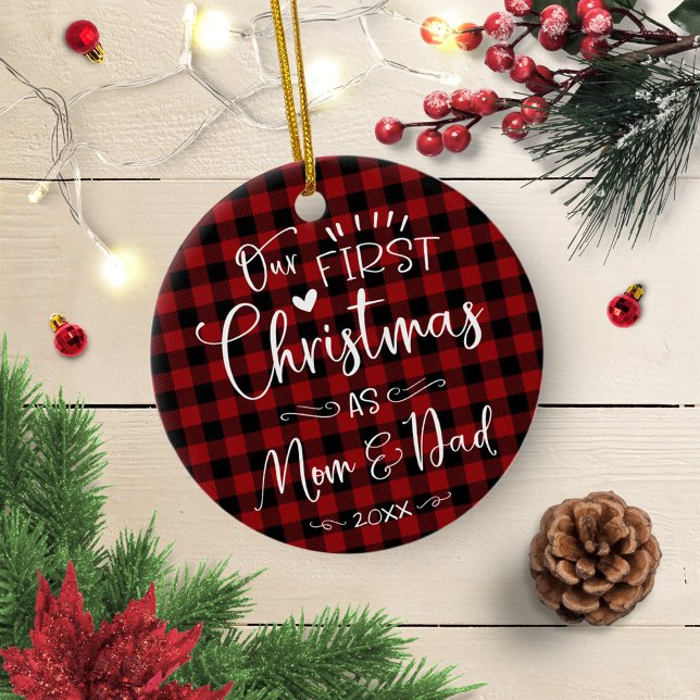 Our First Christmas As Mum And Dad Farmhouse Ceramic Ornament (Creator Uploaded)