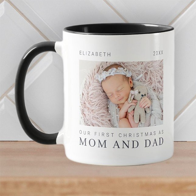 Our First Christmas as Mum and Dad Modern Chic Coffee Mug (Creator Uploaded)