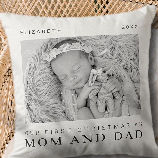 Our First Christmas as Mum and Dad Modern Chic Cushion (Creator Uploaded)