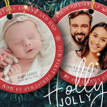 Our First Christmas As Mum & Dad Modern Two Photo Ceramic Ornament<br><div class="desc">Design is simple and classic. Add a photo of the baby and name and birth year. Add your photo as well.</div>