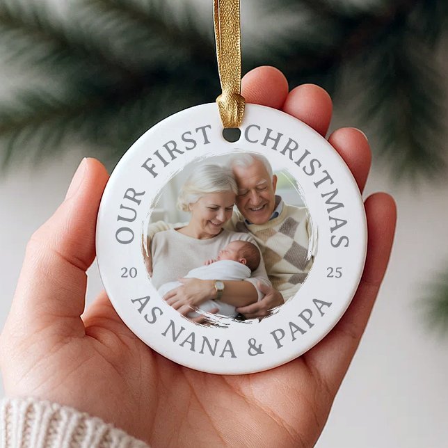 Our First Christmas as Nana & Papa Ceramic Ornament (Creator Uploaded)