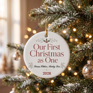 ''Our First Christmas As One'' Personalised Ceramic Ornament