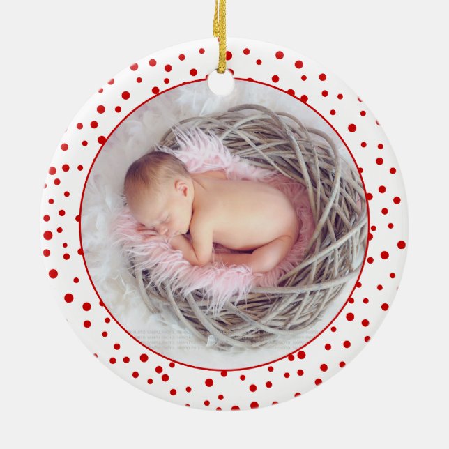 Our first Christmas as parents car gifts red photo Ceramic Ornament (Back)
