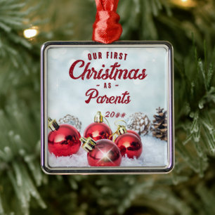 Our First Christmas as Parents Timeless Metal Ornament