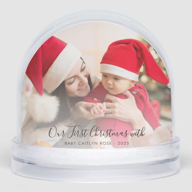 Our First Christmas Baby Photos Custom Snowglobe (Front)