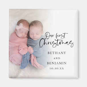 Our First Christmas Baby Twins Photo Names Year Magnet