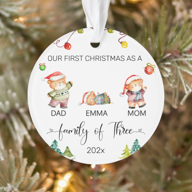 Our First Christmas Bear Family Personalised Ornament (Tree)