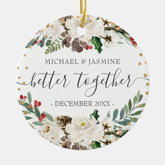 Our First Christmas Better Together Trees Ceramic Ornament (Front)