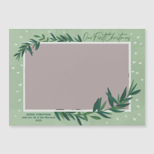 Our First Christmas Botanical Photo Magnetic Card