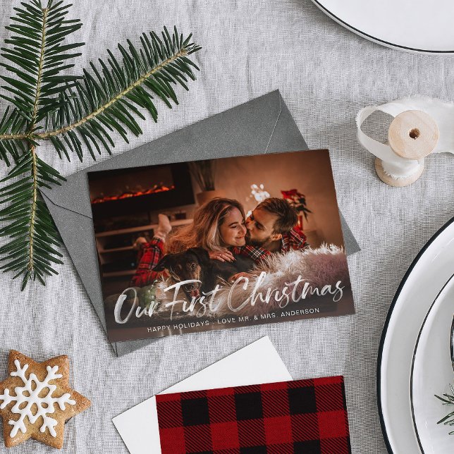 Our First Christmas Buffalo Check Photo Card (Creator Uploaded)