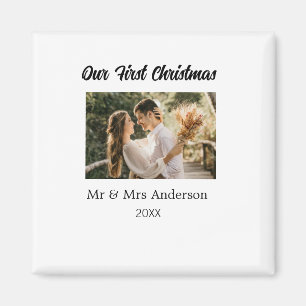 Our first Christmas couple photo name Mr & Mrs mod Magnet