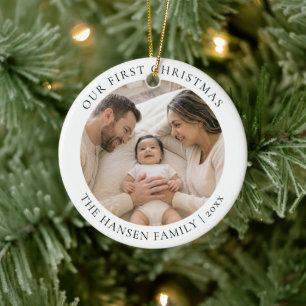 Our First Christmas Custom Family Photo Special Ceramic Ornament