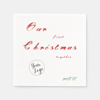 Our First Christmas Custom Small Business Logo Napkin
