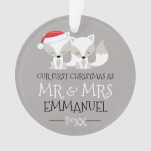 Our First Christmas Cute Arctic Fox Personalised Ornament