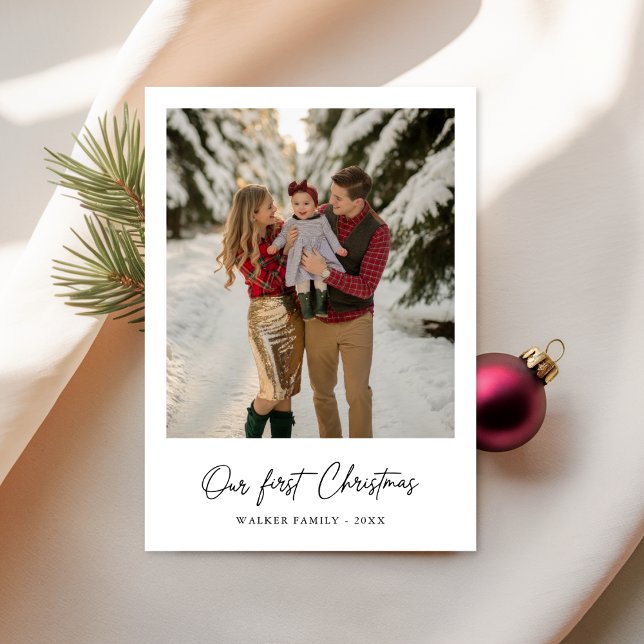 Our First Christmas Elegant Modern Family Photo Holiday Card (Creator Uploaded)