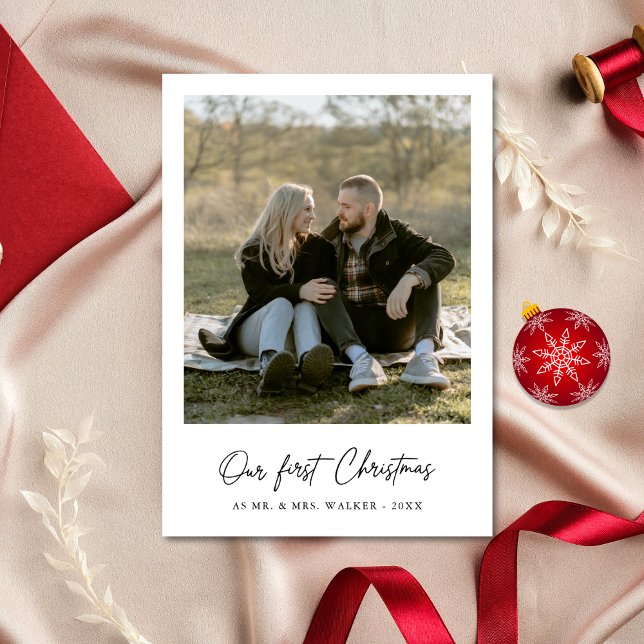 Our First Christmas Elegant Newlywed Photo Card (Creator Uploaded)