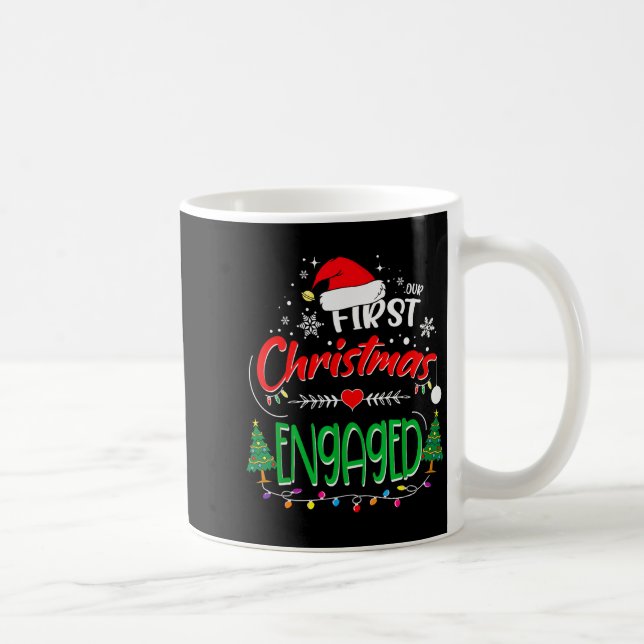 Our First Christmas Engaged 2021 1st Christmas  Coffee Mug (Right)