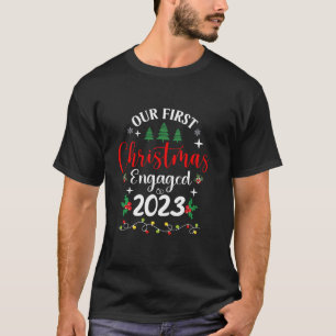 Our First Christmas Engaged 2023 Pyjamas Couples M T-Shirt