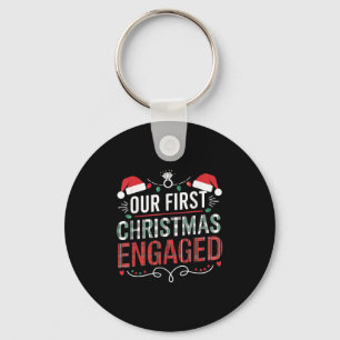 Our First Christmas Engaged 2024 Couples Pyjamas C Key Ring