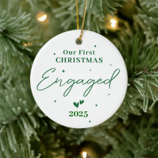 Our First Christmas Engaged 2025 – Personalised Ceramic Ornament