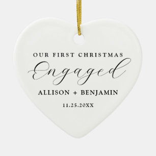 Our First Christmas Engaged Announcement Keepsake Ceramic Ornament