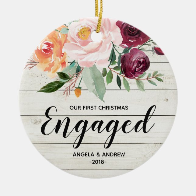 Our First Christmas Engaged Christmas Ornament (Front)
