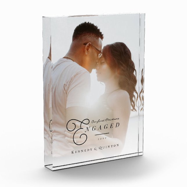 Our First Christmas Engaged Classic Minimal Photo (Left)