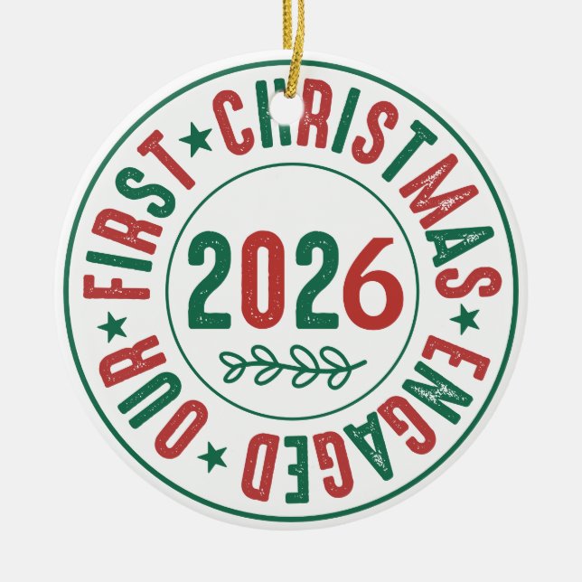 Our First Christmas Engaged Coffee Holiday  Ceramic Ornament (Front)