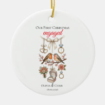 Our First Christmas Engaged Cute Ring Date Heart  