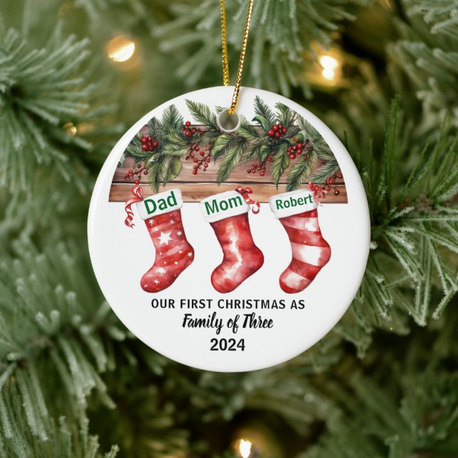 Our First Christmas Engaged | Holiday Ceramic Ornament (Tree)