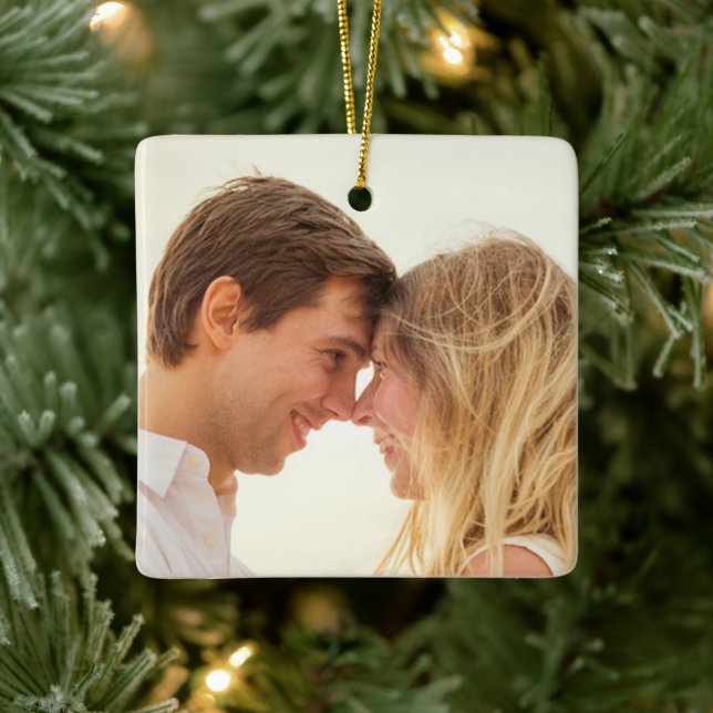 Our First Christmas Engaged Joyful Gift Ceramic Ornament (Tree)