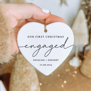 Our First Christmas Engaged Keepsake  Ceramic Ornament