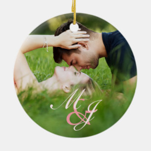 Our first Christmas Engaged Minimalist Elegant Ceramic Ornament