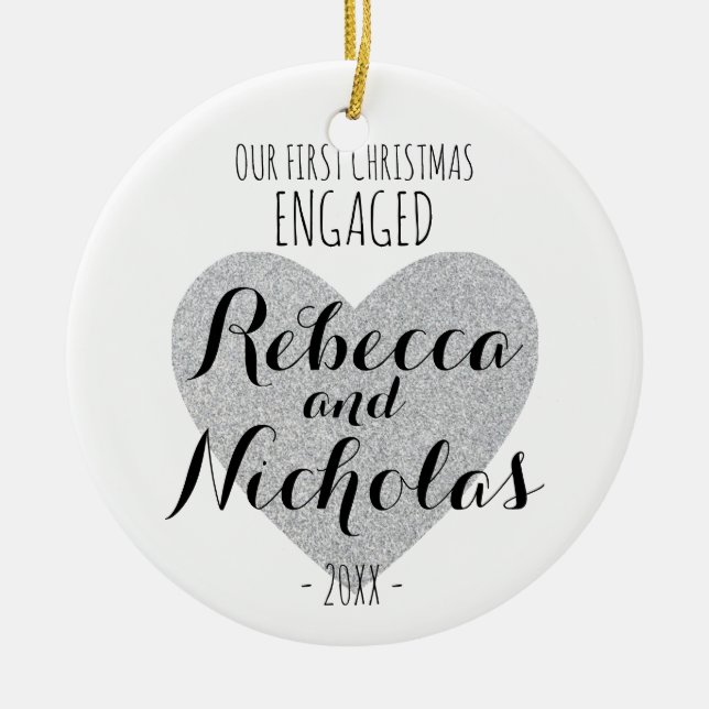 Our first Christmas engaged or together ornament (Front)