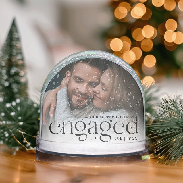 Our First Christmas Engaged Personalised Photo Snowglobe (Creator Uploaded)
