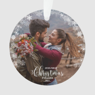 Our First Christmas Engaged Photo Ornament