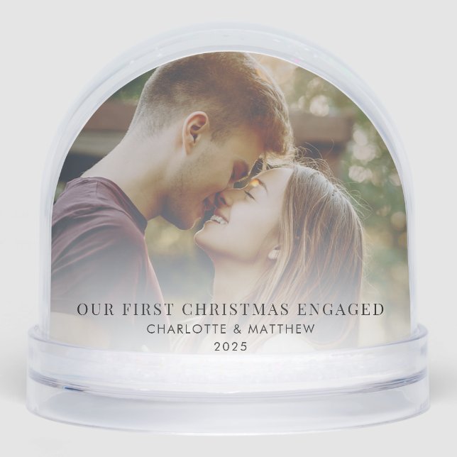 Our First Christmas Engaged Photos Custom Snowglobe (Front)