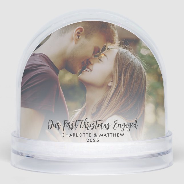 Our First Christmas Engaged Photos Festive Snowglobe (Front)