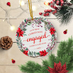 Our First Christmas Engaged Rustic Wreath Ceramic Ornament<br><div class="desc">Our First Christmas Engaged Rustic Wreath Ceramic Ornament</div>
