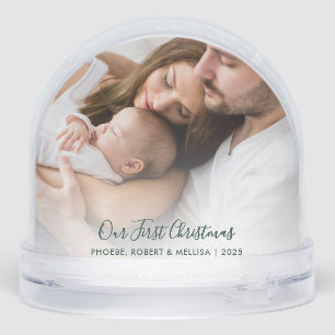 Our First Christmas Family and Baby Photos Custom Snowglobe