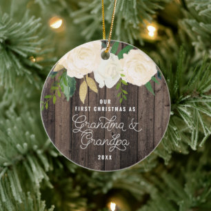 Our First Christmas Grandma & Grandpa Personalised Ceramic Ornament