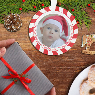 Our First Christmas Grandparents Candy Cane Photo Ornament