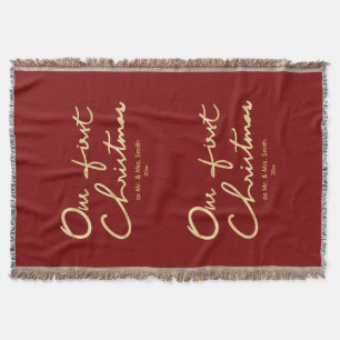 Our First Christmas   Hand Lettered 1st Christmas Throw Blanket